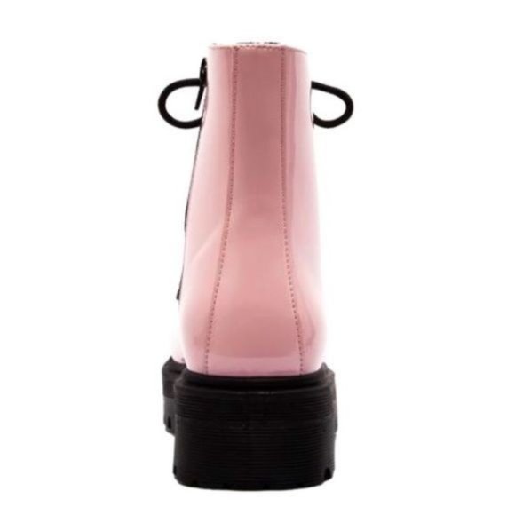 !! RESTOCKED !! Baby Pink Patent Lace Up Combat Boots - Picture 4 of 5